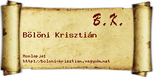 Bölöni Krisztián névjegykártya